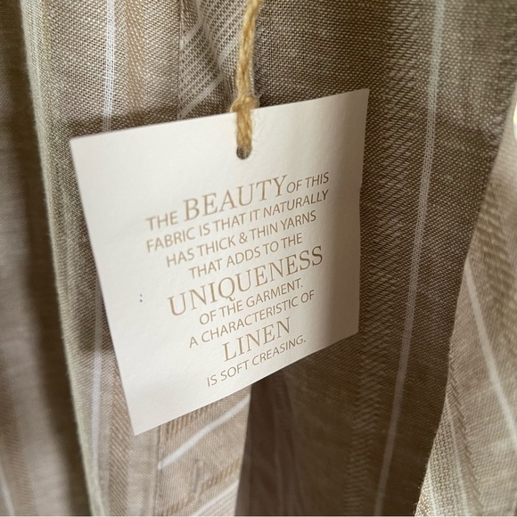 NWT Susan Graver Easy Linen Blend Cross- Dyed Tunic Khaki Stripe - Picture 7 of 11